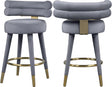 Fitzroy Velvet Counter Stool Set Of 2 In Grey - 798Grey-C | Meridian