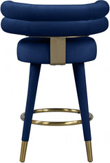 Meridian Furniture - Fitzroy Velvet Counter Stool Set Of 2 In Navy - 798Navy-C