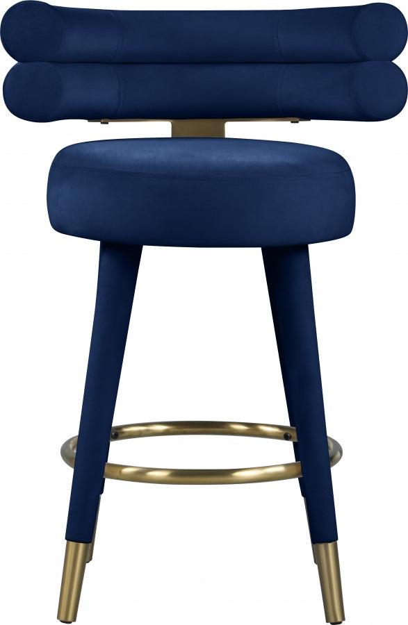 Meridian Furniture - Fitzroy Velvet Counter Stool Set Of 2 In Navy - 798Navy-C