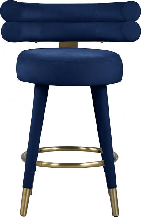 Meridian Furniture - Fitzroy Velvet Counter Stool Set Of 2 In Navy - 798Navy-C