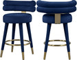 Fitzroy Velvet Counter Stool Set Of 2 In Navy - 798Navy-C | Meridian