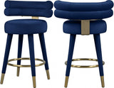 Meridian Furniture - Fitzroy Velvet Counter Stool Set Of 2 In Navy - 798Navy-C