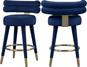 Fitzroy Velvet Counter Stool Set Of 2 In Navy - 798Navy-C | Meridian