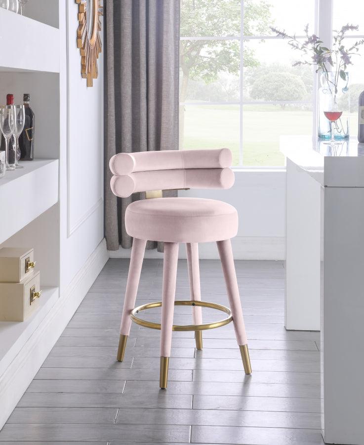 Meridian Furniture - Fitzroy Velvet Counter Stool Set Of 2 In Pink - 798Pink-C