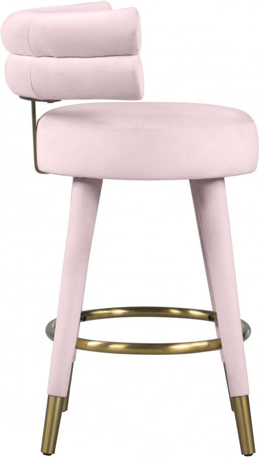 Meridian Furniture - Fitzroy Velvet Counter Stool Set Of 2 In Pink - 798Pink-C