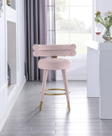 Meridian Furniture - Fitzroy Velvet Counter Stool Set Of 2 In Pink - 798Pink-C