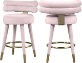 Meridian Furniture - Fitzroy Velvet Counter Stool Set Of 2 In Pink - 798Pink-C