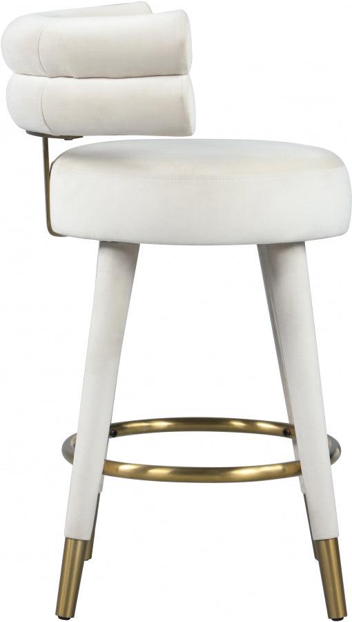 Meridian Furniture - Fitzroy Velvet Counter Stool Set Of 2 In Cream - 798Cream-C