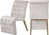 Curve Velvet Dining Chair Set Of 2 In Cream - 920Cream - C | Meridian | Home Elegance USA