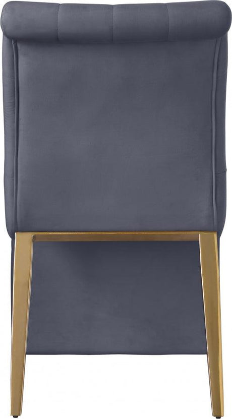 Meridian Furniture - Curve Velvet Dining Chair Set Of 2 In Grey - 920Grey-C