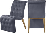 Curve Velvet Dining Chair Set Of 2 In Grey - 920Grey - C | Meridian | Home Elegance USA