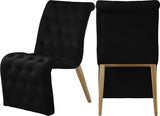 Curve Velvet Dining Chair Set Of 2 In Black - 920Black - C | Meridian | Home Elegance USA