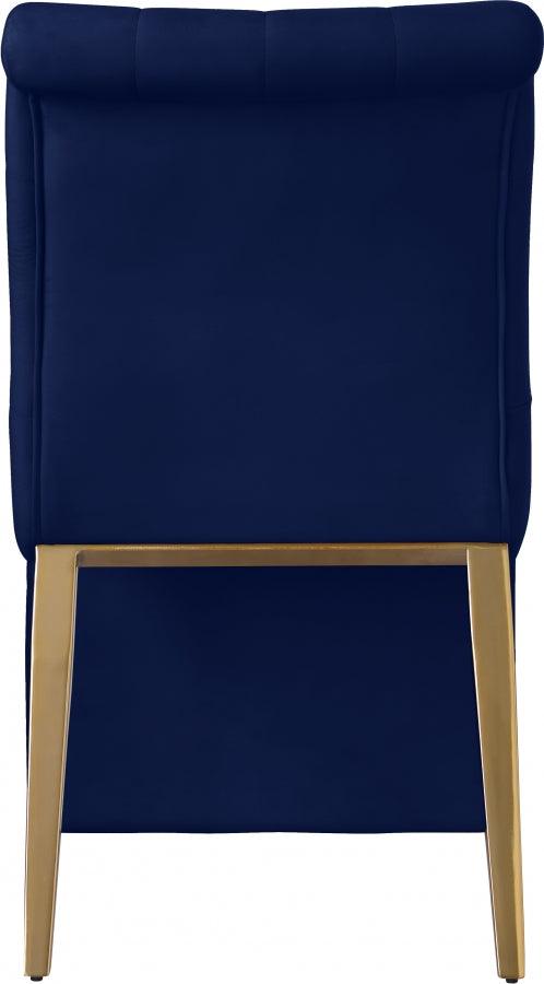 Curve Velvet Dining Chair Set Of 2 In Navy - 920Navy - C | Meridian | Home Elegance USA