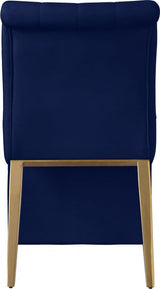 Curve Velvet Dining Chair Set Of 2 In Navy - 920Navy - C | Meridian | Home Elegance USA