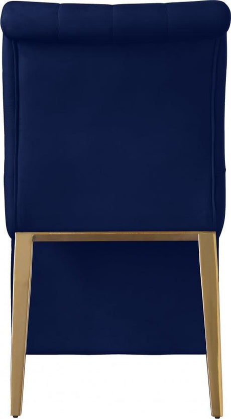 Meridian Furniture - Curve Velvet Dining Chair Set Of 2 In Navy - 920Navy-C