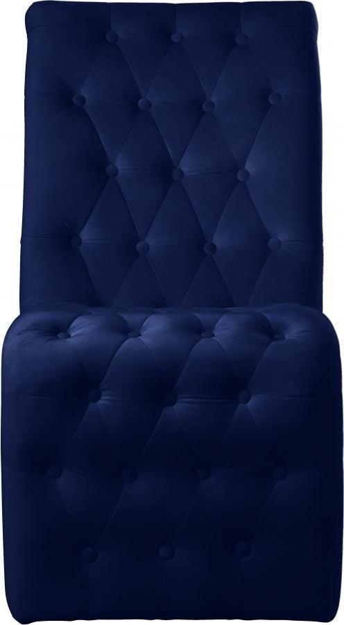 Curve Velvet Dining Chair Set Of 2 In Navy - 920Navy - C | Meridian | Home Elegance USA