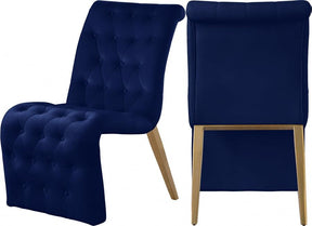 Curve Velvet Dining Chair Set Of 2 In Navy - 920Navy-C | Meridian