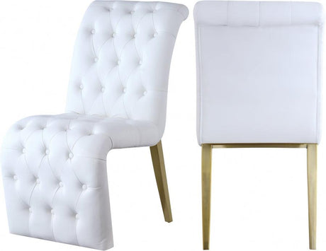 Meridian Furniture - Curve Faux Leather Dining Chair Set Of 2 In White - 920White-C