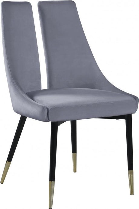 Meridian Furniture - Sleek Velvet Dining Chair Set Of 2 In Grey - 944Grey-C