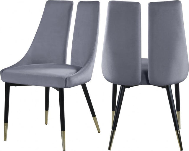 Meridian Furniture - Sleek Velvet Dining Chair Set Of 2 In Grey - 944Grey-C