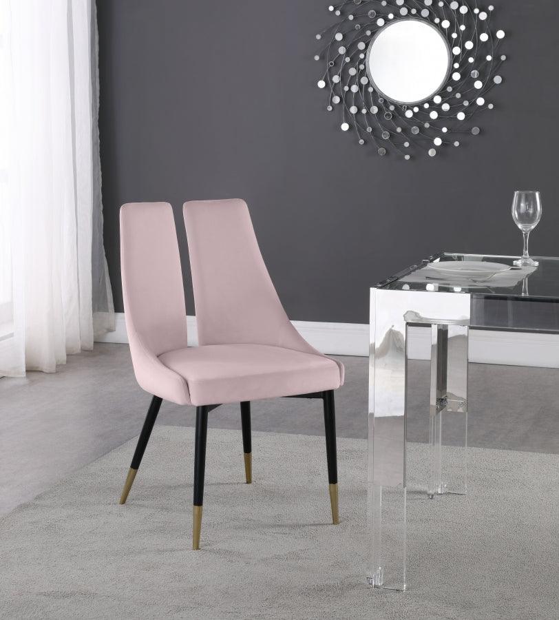 Meridian Furniture - Sleek Velvet Dining Chair Set Of 2 In Pink - 944Pink-C