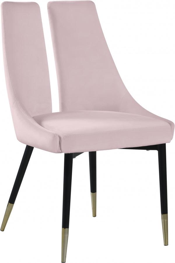 Meridian Furniture - Sleek Velvet Dining Chair Set Of 2 In Pink - 944Pink-C