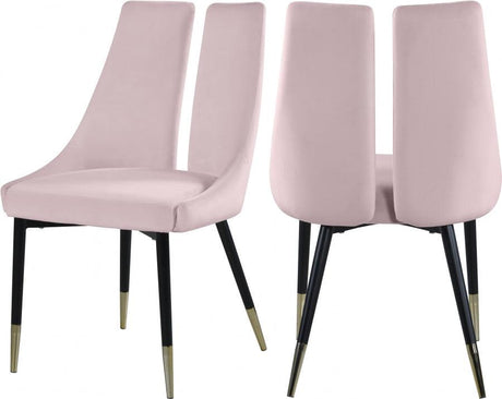 Meridian Furniture - Sleek Velvet Dining Chair Set Of 2 In Pink - 944Pink-C