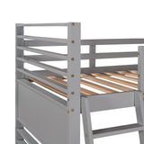 Twin over Twin Wood Bunk Bed with Two Drawers - Gray - Home Elegance USA