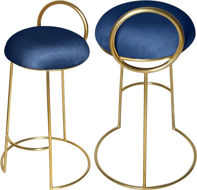 Meridian Furniture - Ring Velvet Counter Stool Set Of 2 In Navy - 951Navy-C