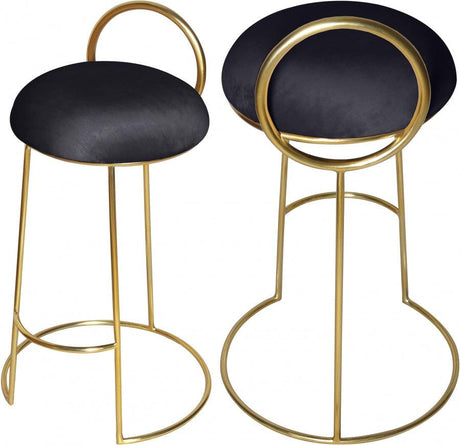 Meridian Furniture - Ring Velvet Counter Stool Set Of 2 In Black - 951Black-C