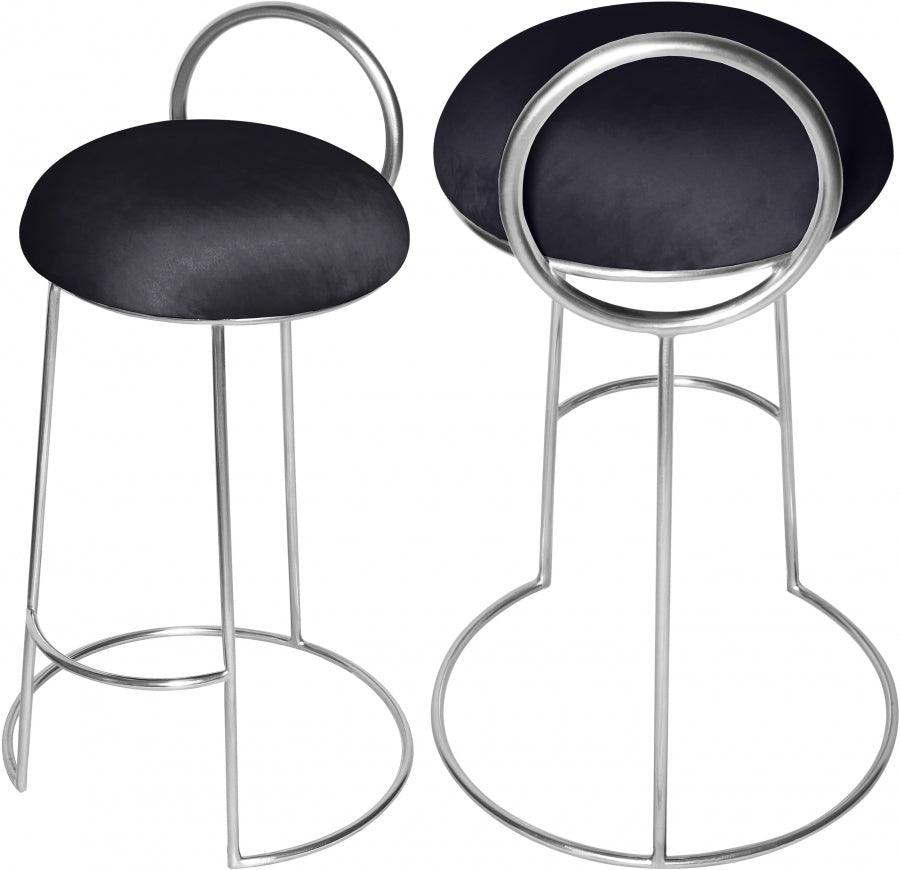 Meridian Furniture - Ring Velvet Counter Stool Set Of 2 In Black - 952Black-C