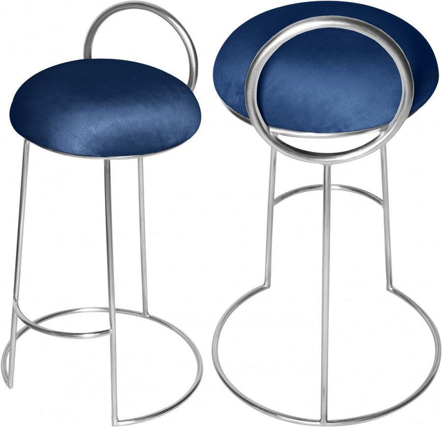 Meridian Furniture - Ring Velvet Counter Stool Set Of 2 In Navy - 952Navy-C