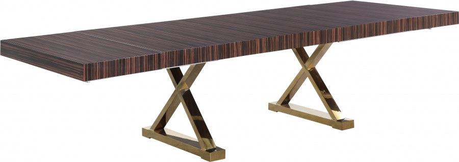 Meridian Furniture - Excel Extendable 2 Leaf Dining Table In Brown Zebra Lacquer - 996-T