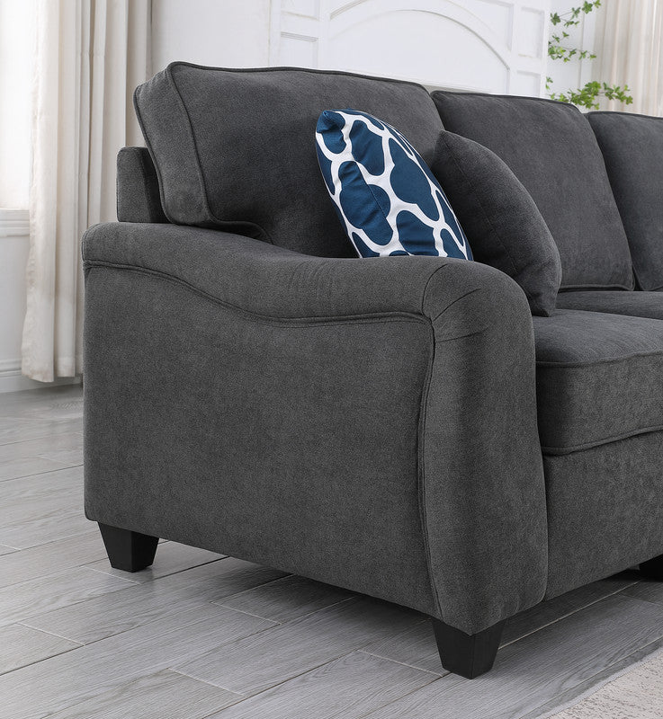 Leo Dark Gray Woven 7Pc Modular L-Shape Sectional Sofa and Ottoman - Home Elegance USA
