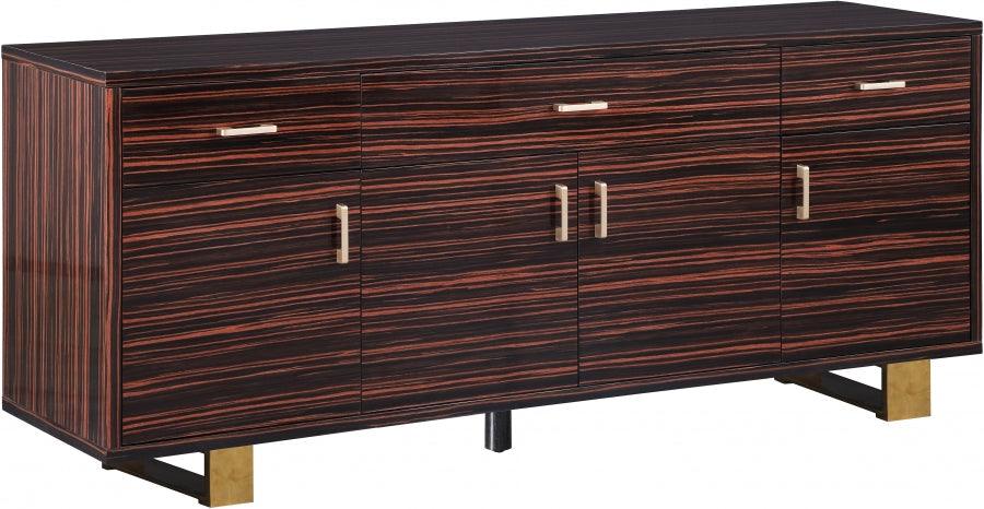 Meridian Furniture - Excel Sideboard-Buffet In Brown Zebra Lacquer - 357