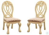 Formal Majestic Traditional Dining Chairs Vintage White Solid wood Fabric Seat Intricate Carved Details Set of 2 Side Chairs - Home Elegance USA