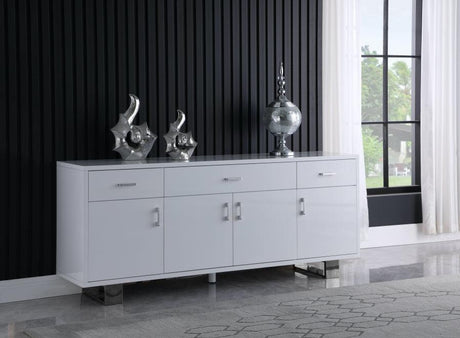 Meridian Furniture - Excel Sideboard-Buffet In White Lacquer - 358