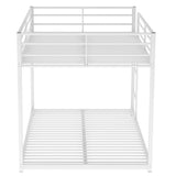 Full over Full Metal Bunk Bed, Low Bunk Bed with Ladder, White（Old SKU:MF197034AAK） - Home Elegance USA