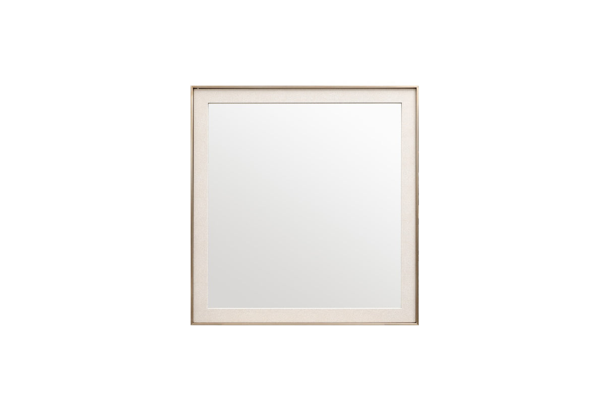 Vig Furniture Nova Domus Cartier - Modern Beige Shagreen Brushed Brass Mirror