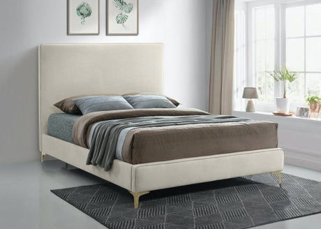 Meridian Furniture - Geri Velvet King Bed In Cream - Gericream-K