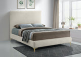 Meridian Furniture - Geri Velvet Queen Bed In Cream - Gericream-Q