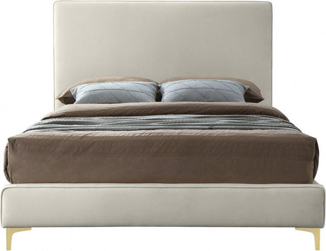 Meridian Furniture - Geri Velvet King Bed In Cream - Gericream-K