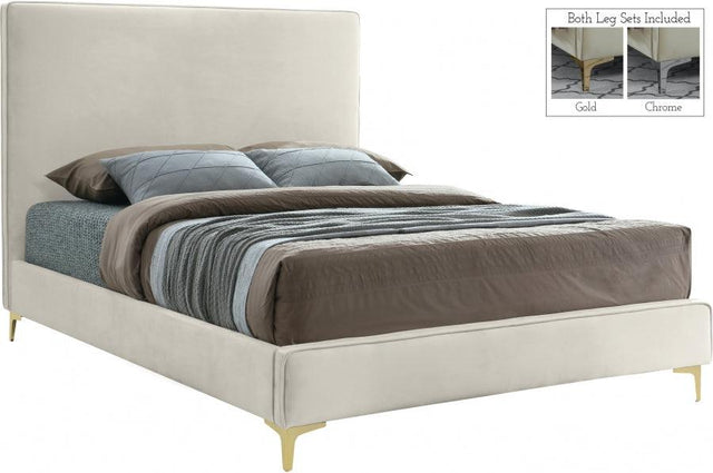 Meridian Furniture - Geri Velvet King Bed In Cream - Gericream-K