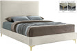 Geri Velvet Queen Bed In Cream - Gericream-Q | Meridian