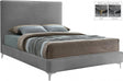 Geri Velvet King Bed In Grey - Gerigrey-K | Meridian