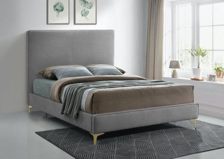 Meridian Furniture - Geri Velvet Queen Bed In Grey - Gerigrey-Q