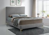 Meridian Furniture - Geri Velvet King Bed In Grey - Gerigrey-K