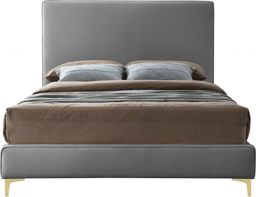 Meridian Furniture - Geri Velvet Queen Bed In Grey - Gerigrey-Q