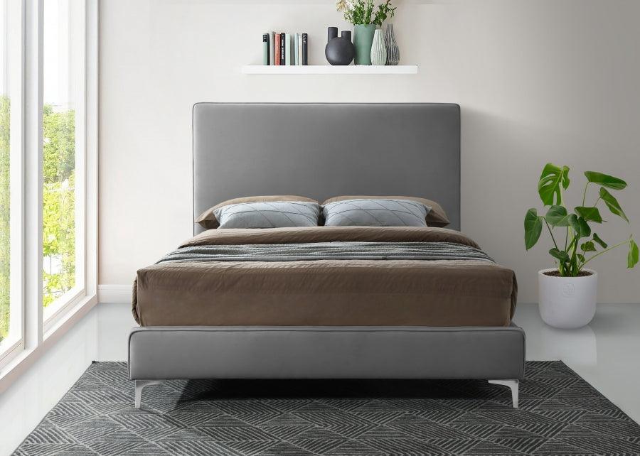 Meridian Furniture - Geri Velvet King Bed In Grey - Gerigrey-K