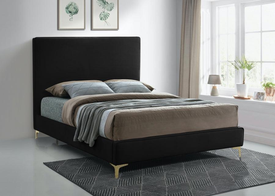 Meridian Furniture - Geri Velvet Queen Bed In Black - Geriblack-Q